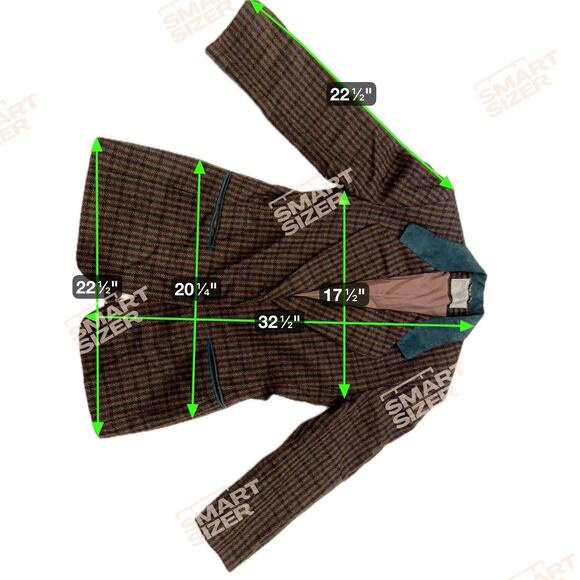 Vintage International Scene Wool Plaid Suede Collar Blazer Sz10 80s Academic - Picture 7 of 9